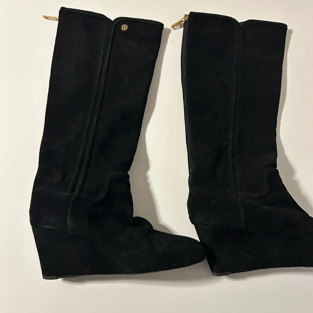 Tory Burch Boots Irene Wedge Tall Suede - size 9 - Picture 2 of 6